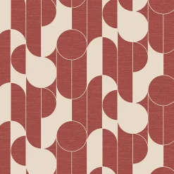 GoodHome Papier Peint<Papier peint vinyle intissé rond géométrique terracotta et blanc L.10m x l.53cm