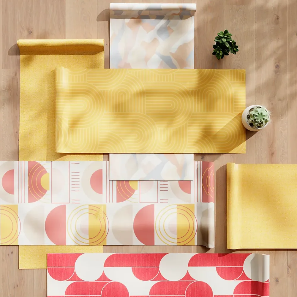 GoodHome Papier Peint<Papier peint vinyle intissé rond géométrique terracotta et blanc L.10m x l.53cm