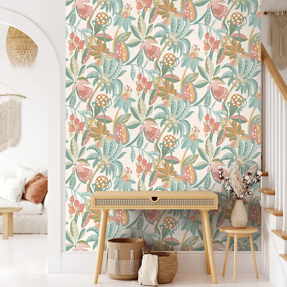 Ugepa Papier peint vinyle intissé fleurs tropicales vert L. 1005 x l. 53cm- Papier Peint