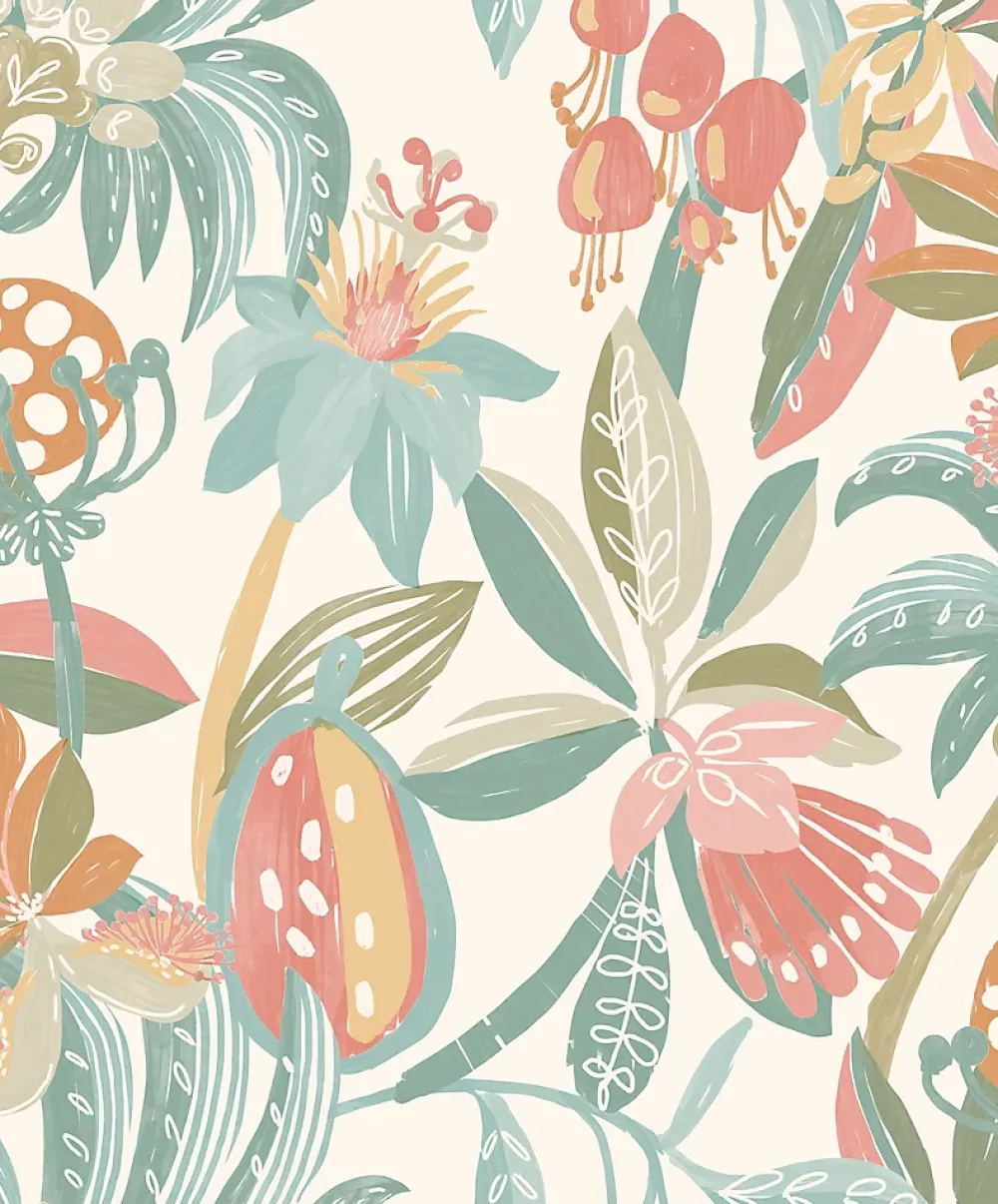 Ugepa Papier peint vinyle intissé fleurs tropicales vert L. 1005 x l. 53cm- Papier Peint