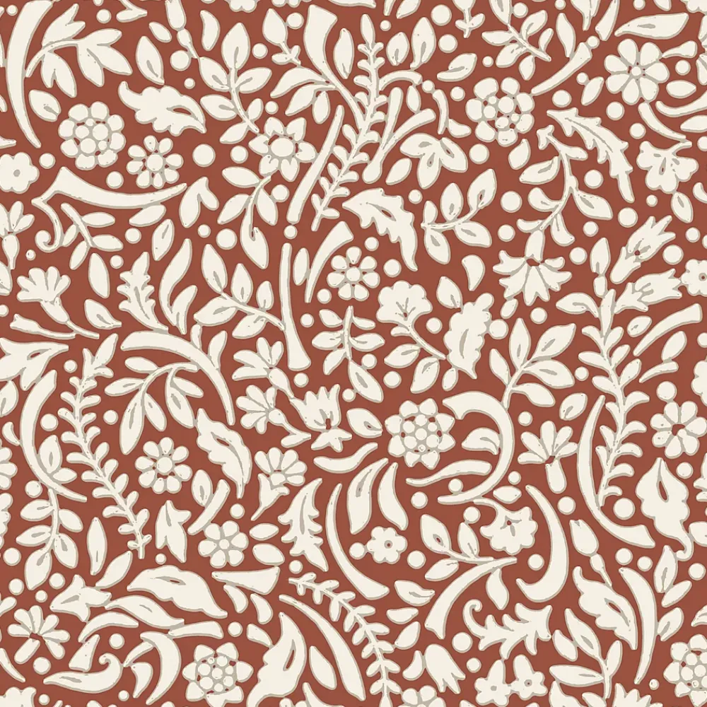 GoodHome Papier peint vinyle intissé Flaumig motif floral terracotta L. 10,05m x l. 0,53m- Papier Peint
