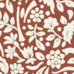 GoodHome Papier peint vinyle intissé Flaumig motif floral terracotta L. 10,05m x l. 0,53m- Papier Peint