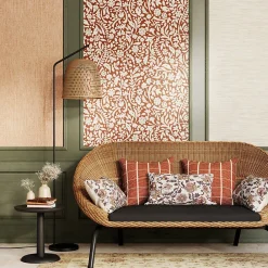 GoodHome Papier peint vinyle intissé Flaumig motif floral terracotta L. 10,05m x l. 0,53m- Papier Peint