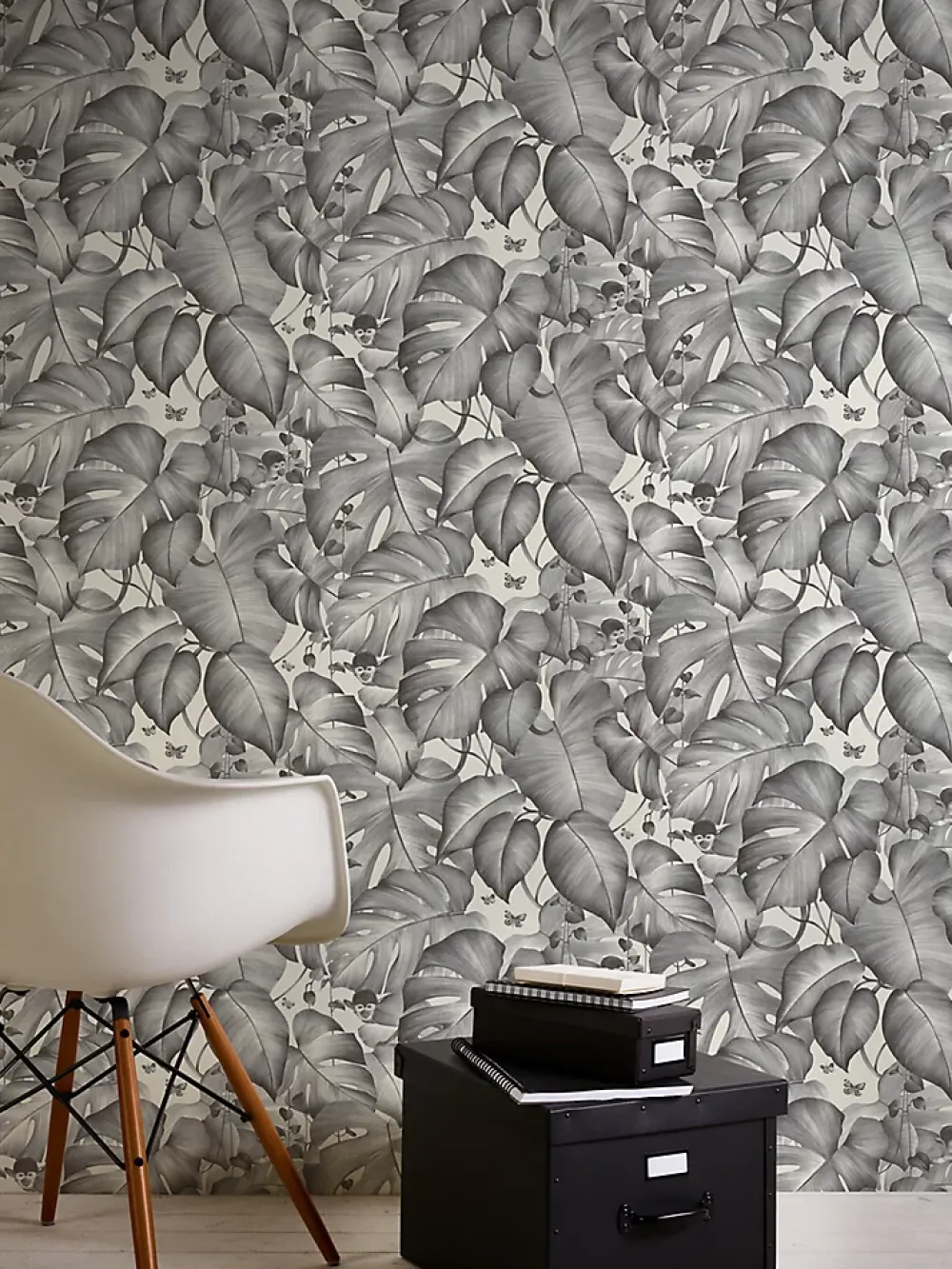 GoodHome Papier Peint<Papier peint vinyle intissé noir et blanc