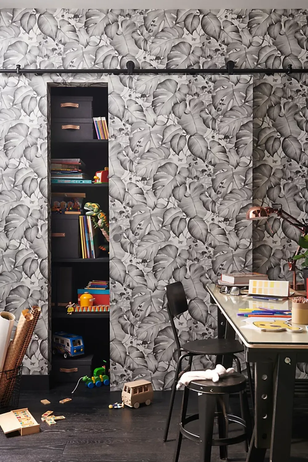 GoodHome Papier Peint<Papier peint vinyle intissé noir et blanc