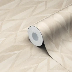 GoodHome Papier Peint<Papier peint vinyle intissé Cassata imprimé géométrique beige L.1000 x l.53cm
