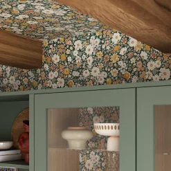 GoodHome Papier Peint<Papier peint vinyle intissé fleuri liberty vert L.53 x l.1005 cm Amity