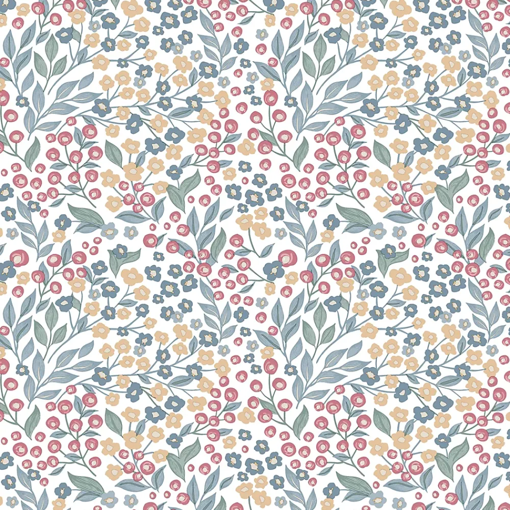 Ugepa Papier Peint<Papier peint vinyle intissé fleuri liberty Mini darla rose, vert, jaune L.1005 x l.53cm