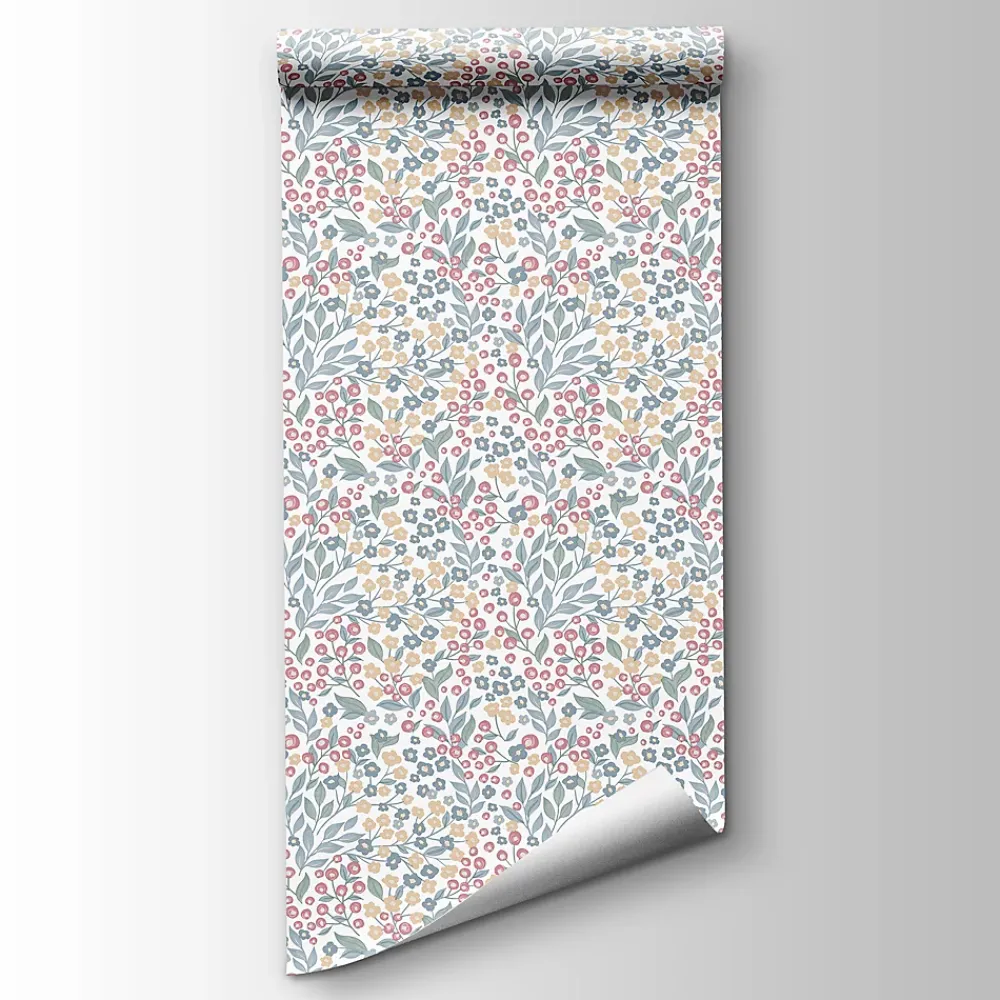 Ugepa Papier Peint<Papier peint vinyle intissé fleuri liberty Mini darla rose, vert, jaune L.1005 x l.53cm