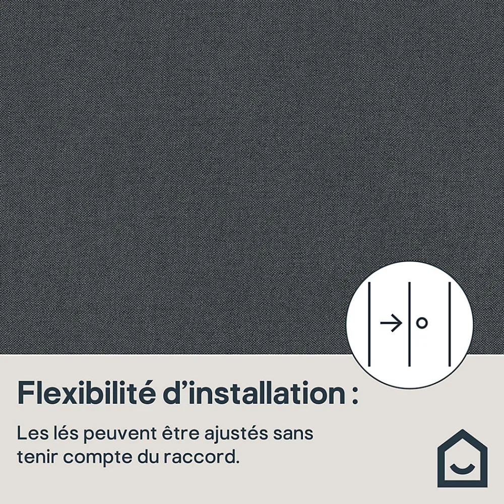 GoodHome Papier peint vinyle intissé uni aspect tissu gris anthracite L.1005 x l.53cm , Mythe- Papier Peint
