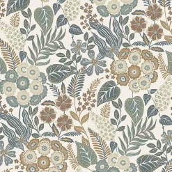 Grandeco Papier peint vinyle intissé fleuri Alice bleu L.1005 x l.53cm- Papier Peint