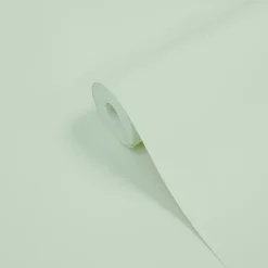 GoodHome Papier peint vinyle intissé uni vert L.1005 x l.53 cm Aune- Papier Peint