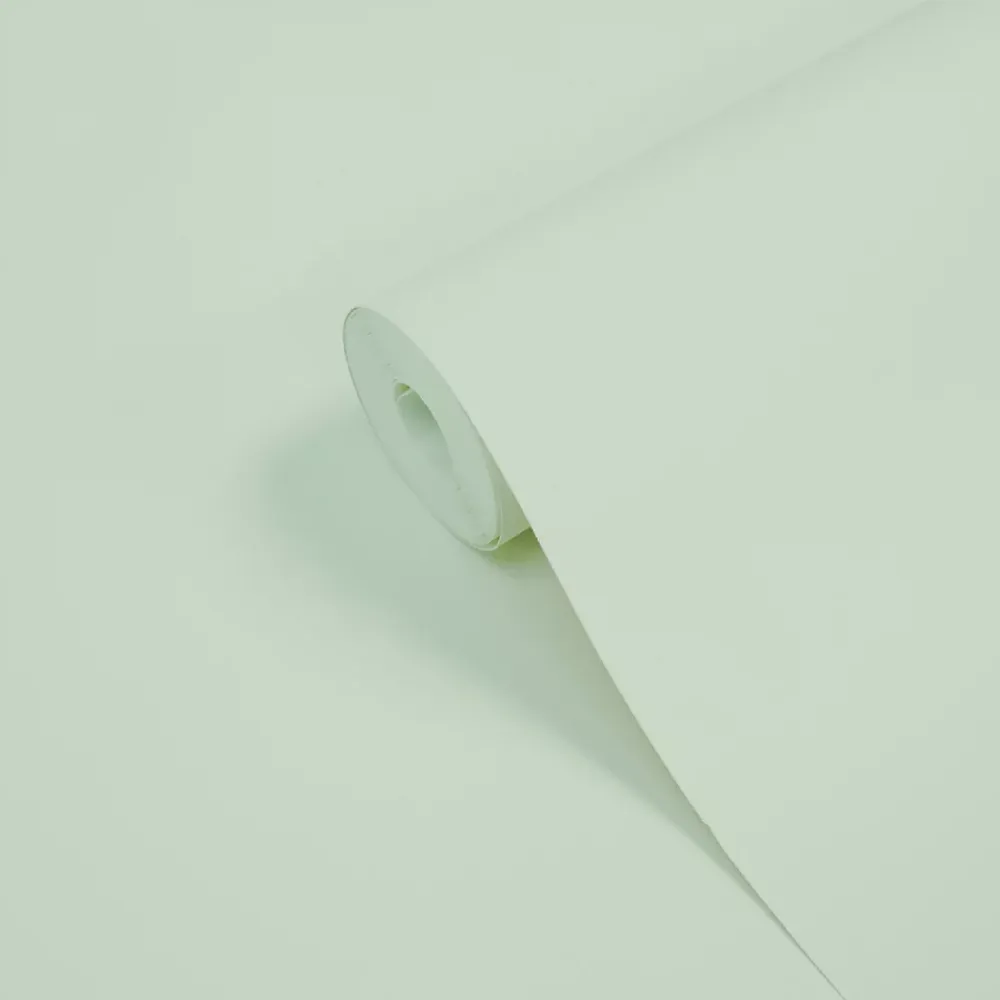 GoodHome Papier peint vinyle intissé uni vert L.1005 x l.53 cm Aune- Papier Peint