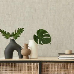 Lutece Papier peint vinyle intissé uni Kopa gris, beige L.1005 x l.53cm Lutèce- Papier Peint