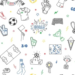 Ugepa Papier peint vinyle intissé enfant football multicouleurs L. 1005 x l. 53cm- Papier Peint