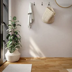 GoodHome Papier peint vinyle intissé uni aspect tissu beige L.1005 x l.53cm , Mythe- Papier Peint