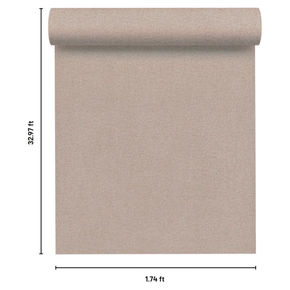 GoodHome Papier peint vinyle intissé uni aspect tissu beige L.1005 x l.53cm , Mythe- Papier Peint