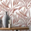 GoodHome Papier Peint<Papier peint vinyle intissé Cicillo feuillage terracotta L.1000 x l.53cm