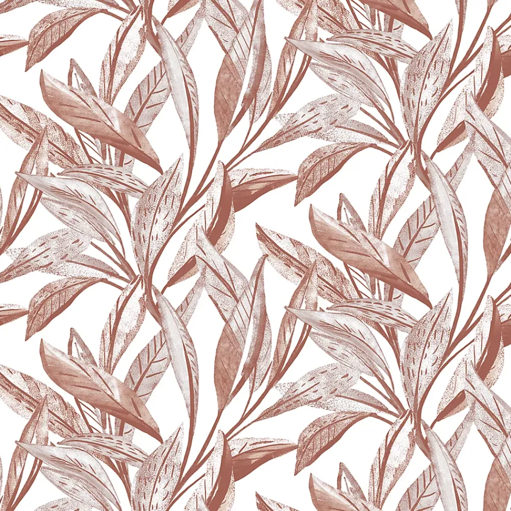 GoodHome Papier Peint<Papier peint vinyle intissé Cicillo feuillage terracotta L.1000 x l.53cm