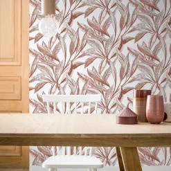 GoodHome Papier Peint<Papier peint vinyle intissé Cicillo feuillage terracotta L.1000 x l.53cm