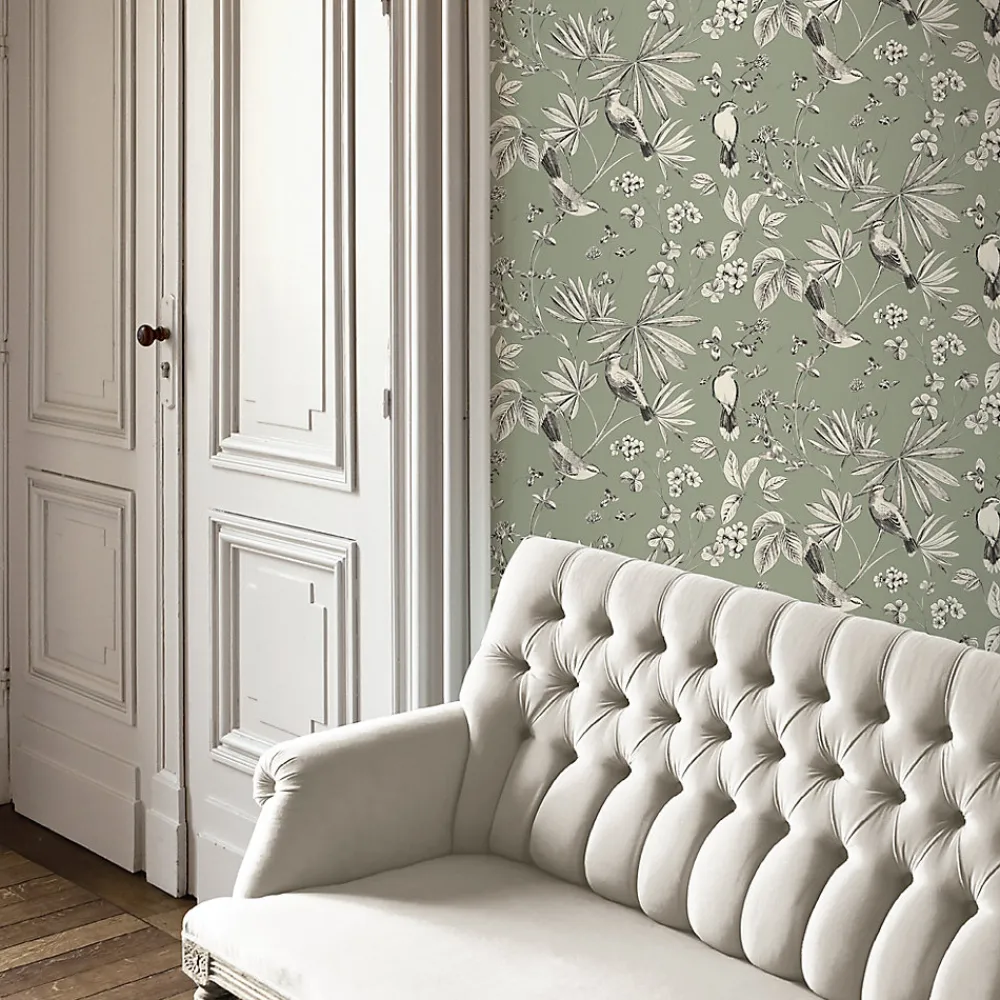 GoodHome Papier peint Vinyle Intissé Osum vert sauge- Papier Peint