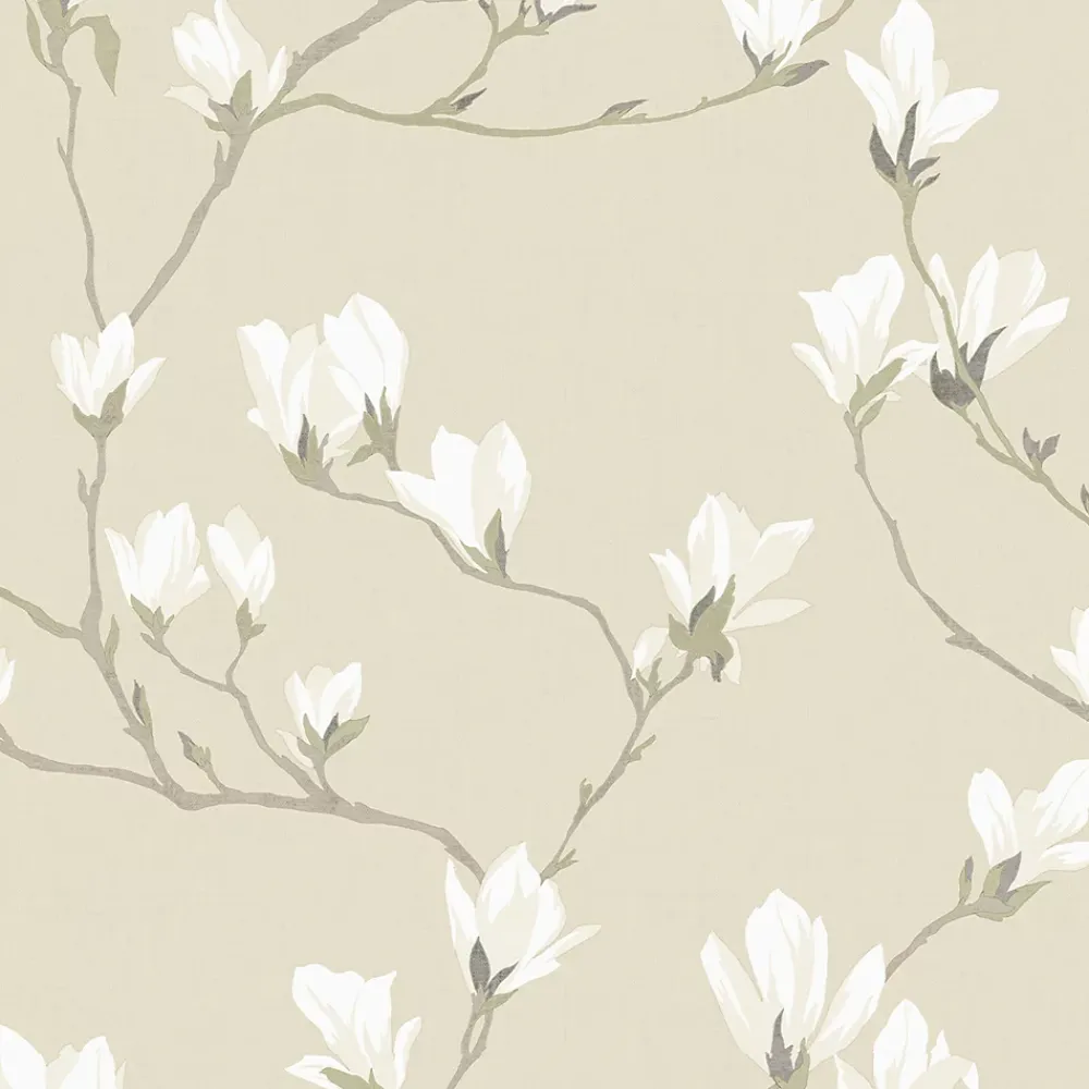 Laura Ashley Papier Peint<Papier peint vinyle intissé fleuri beige L.1000 x l.52 cm Magnolia grove