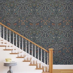 William Morris Papier vinyle intissé fleuri, fleurs de prunellier bleu L.1000 x l.52 cm Blackstorn- Papier Peint