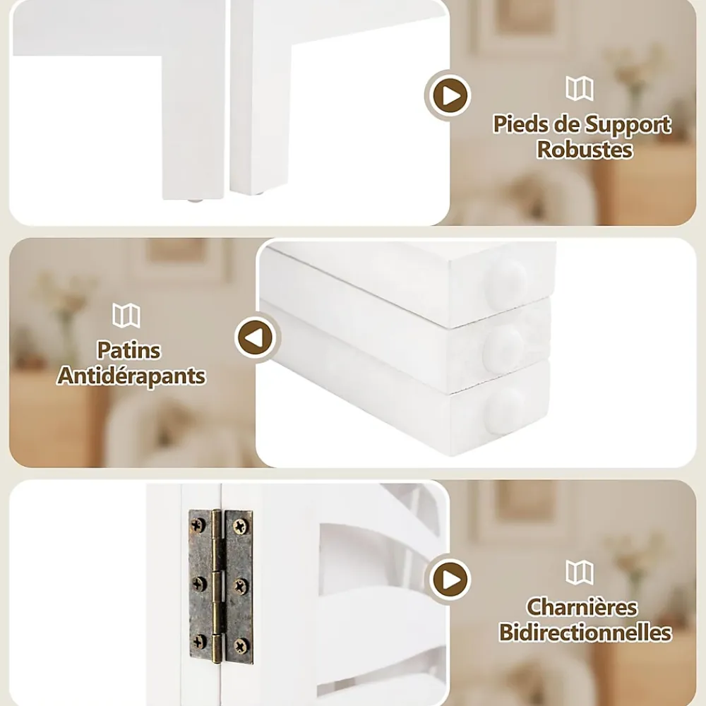 Giantex Cloison Amovible<Paravent Interieur 121 x 170 cm, Motifs Feuille, Separateur de Pieces pour Chambre à Coucher, Balcon, Blanc