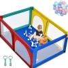 Giantex Barrière De Sécurité<Parc Bébé 10 Mois à 6 Ans Parc Bebe en maille avec Balles et 4 Anneaux Centre activités de Parc Enfant Multicolore