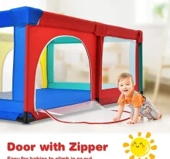Giantex Barrière De Sécurité<Parc Bébé 10 Mois à 6 Ans Parc Bebe en maille avec Balles et 4 Anneaux Centre activités de Parc Enfant Multicolore