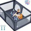 Giantex Barrière De Sécurité<Parc Bébé 10 Mois à 6 Ans Parc Bebe en maille avec Balles et 4 Anneaux Centre activités de Parc Enfant Bleu