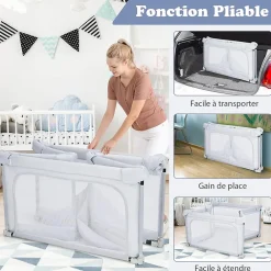 Giantex Barrière De Sécurité<Parc Bébé 10 Mois à 6 Ans Parc Bebe en maille avec Balles et 4 Anneaux Centre activités de Parc Enfant Gris