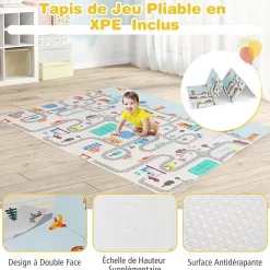 Giantex Barrière De Sécurité<Parc Bébé avec Tapi Grand Parc Bébé avec 4 Anneaux de Traction 50 Balles Océaniques Sac de Transport Parc en Maille Gris Foncé