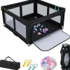 Giantex Barrière De Sécurité<Parc Bebe Pliable avec 50 Balles Océaniques, 150 x 150 x 76,5 cm, Parc Enfant sans BPA pour Tout-petits, Filet Respirant, Gris
