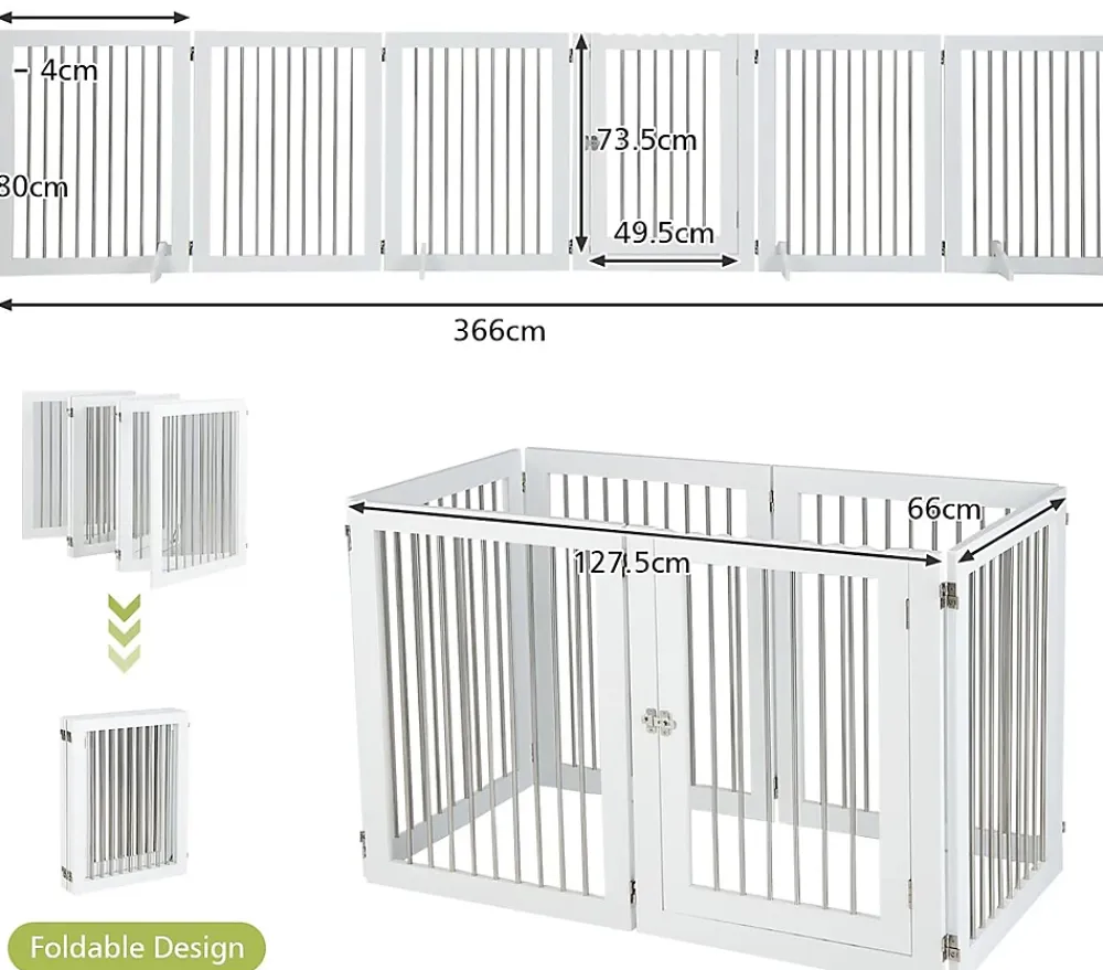 Giantex Barrière De Sécurité<Parc Pliable pour Animaux de Compagnie, Enclos pour Chien avec 6 Panneaux en Bois et en Tube d'Acier Inoxydable