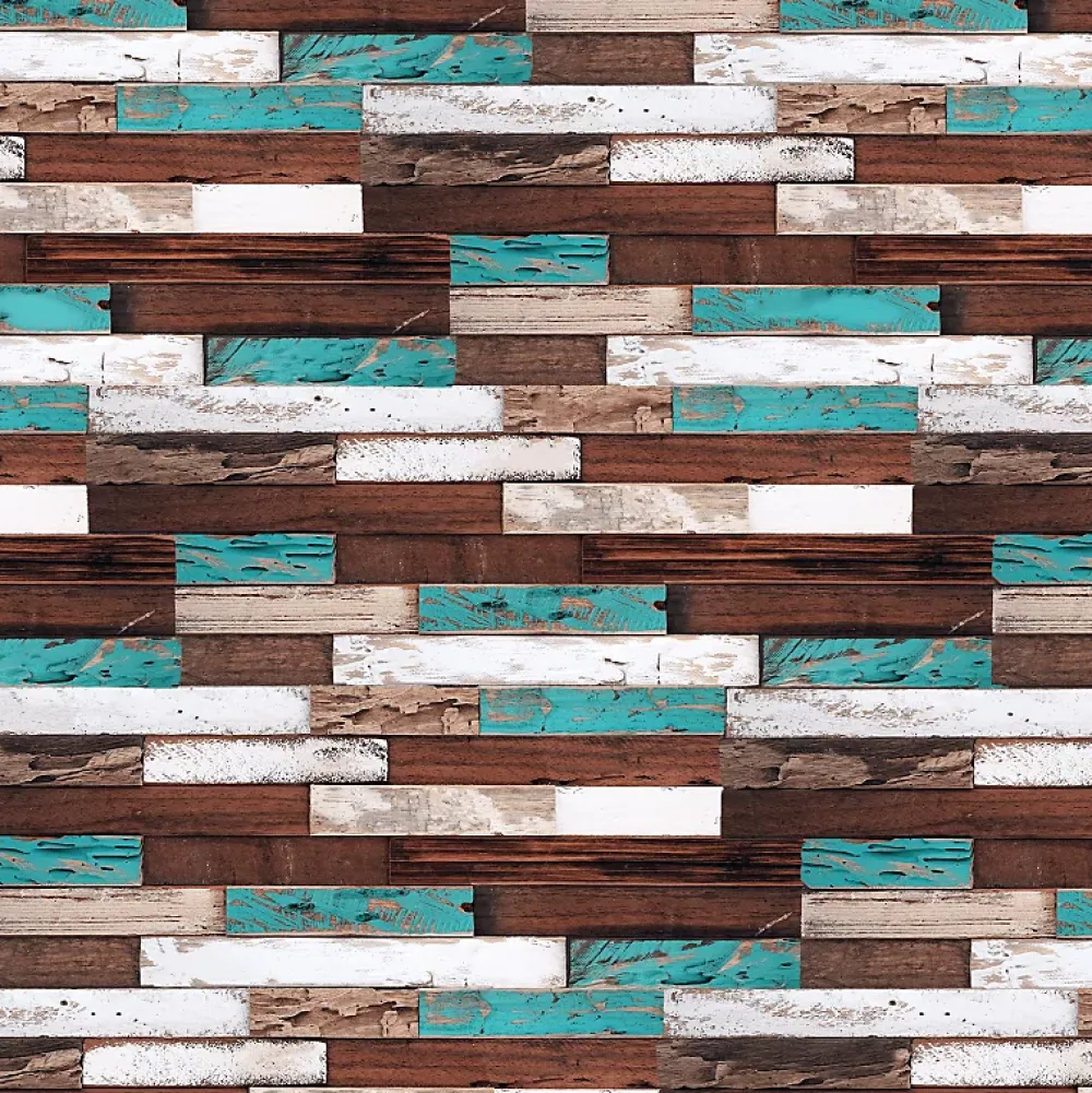 Decoon Parement bois de bateau recyclé 0,98 m2 brun et turquoise- Plaquette De Parement|Plaquette De Parement