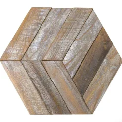 Wanda Collection Plaquette De Parement|Plaquette De Parement<Parement en teck recyclé patiné hexagonal plaque 28x24 cm