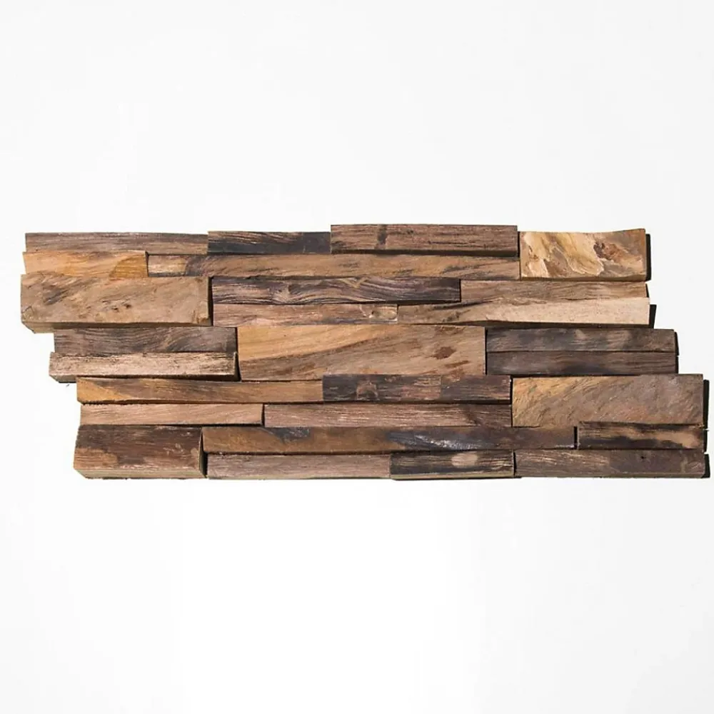 Wanda Collection Parement en teck recyclé vieilli 20cm x50cm- Plaquette De Parement|Plaquette De Parement