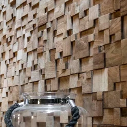 Wanda Collection Parement mosaïque en teck recyclé naturel carré irrégulier 30cm x30cm- Plaquette De Parement|Plaquette De Parement