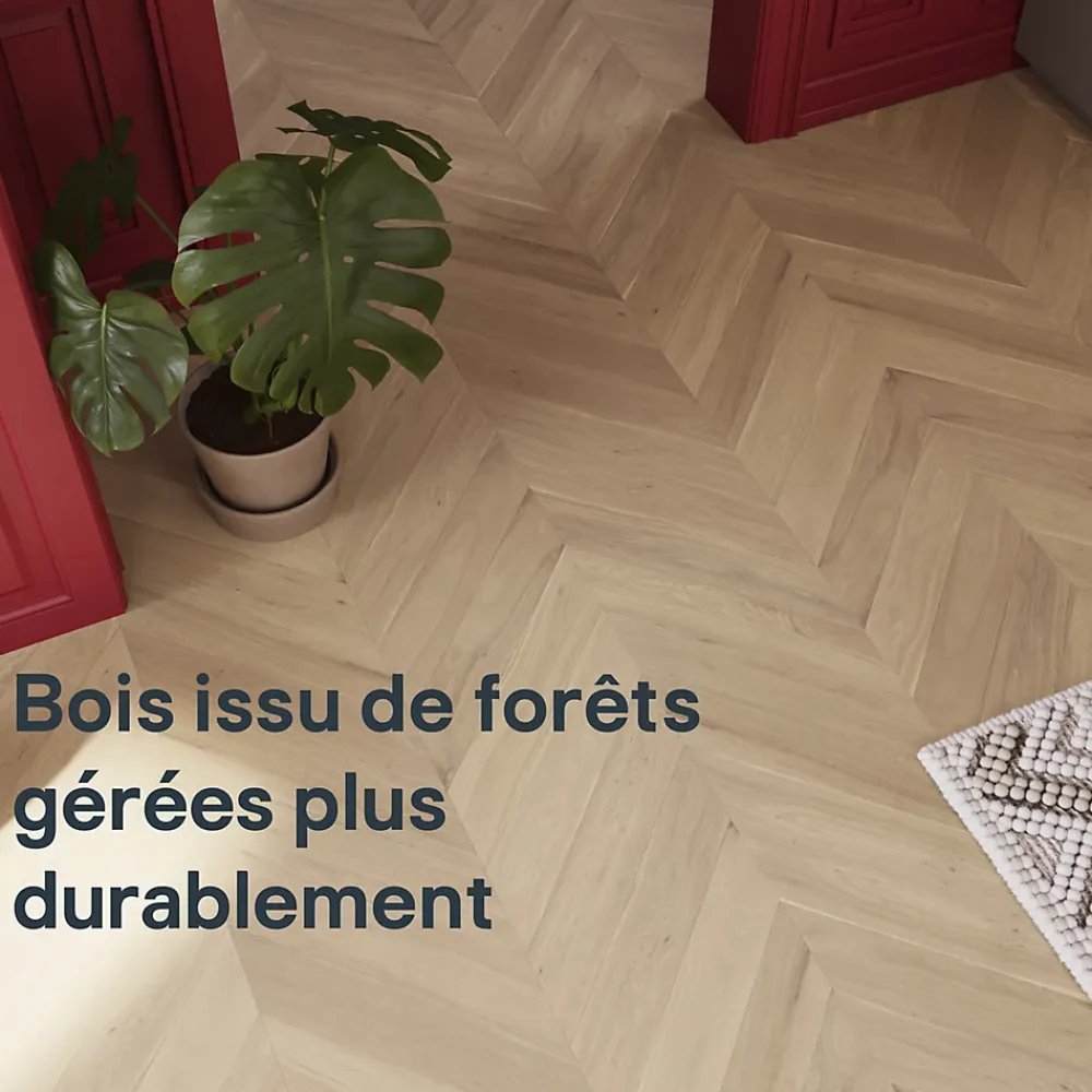 GoodHome Voir Tous Les Parquets|Parquet Contrecollé<Parquet contrecollé à coller point de hongrie en chêne Eslov finition vernis mat coloris naturel L.54 x l.9 x ép.1,4 cm