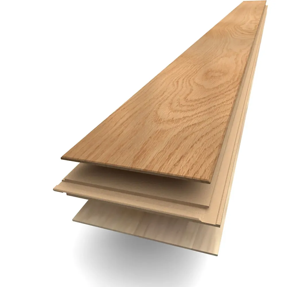 Parquet contrecollé clipsable en chêne blond mat l. 13,9 x L.121 cm x ép.14 mm- Parquet Contrecollé|Voir Tous Les Parquets
