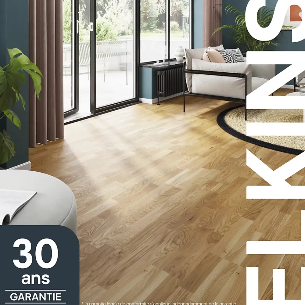 GoodHome Parquet Contrecollé|Voir Tous Les Parquets<Parquet contrecollé clipsable Elkins XXL en chêne verni aspect naturel