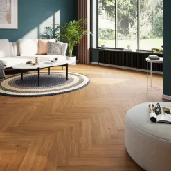 GoodHome Parquet contrecollé clipsable Visby bâtons rompus en chêne huilé blond- Parquet Contrecollé|Voir Tous Les Parquets