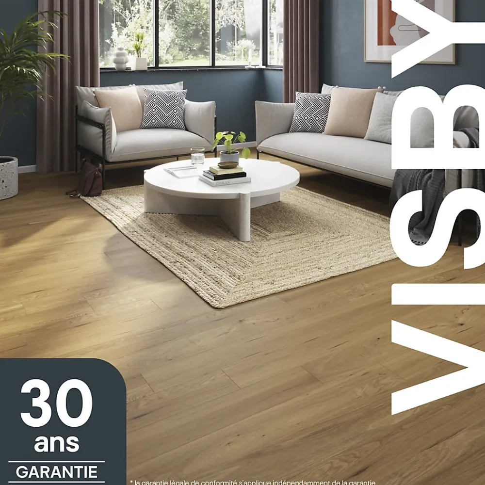 GoodHome Parquet contrecollé clipsable Visby M en chêne huilé blond- Parquet Contrecollé|Voir Tous Les Parquets
