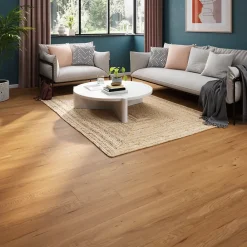 GoodHome Parquet massif à clipser Visby M en chêne verni blond- Parquet Massif|Voir Tous Les Parquets