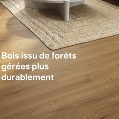 GoodHome Parquet massif à clipser Visby M en chêne verni blond- Parquet Massif|Voir Tous Les Parquets