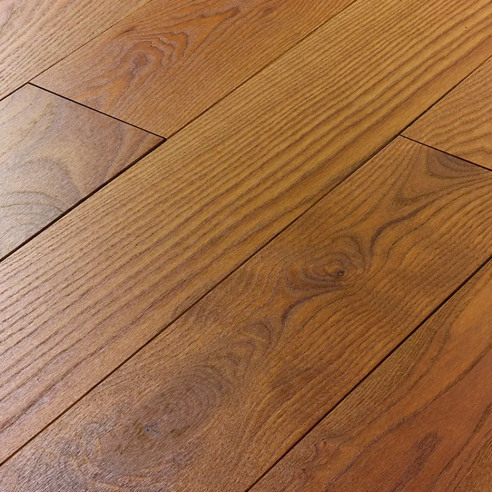 GoodHome Parquet massif à coller Dryby M en frêne huilé brun compatible pièces humides- Parquet Massif|Voir Tous Les Parquets