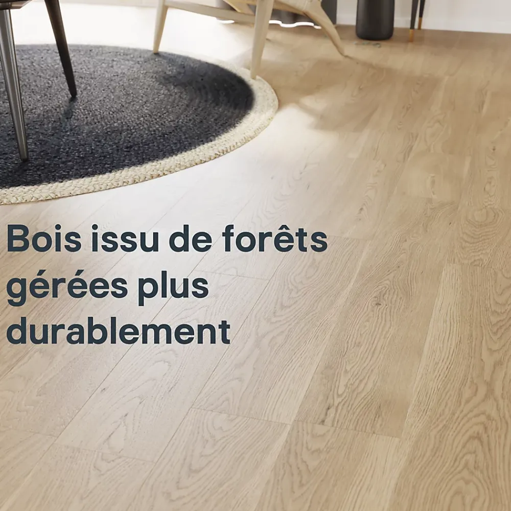 GoodHome Parquet massif à coller Lulea XL en chêne huilé naturel- Parquet Massif|Voir Tous Les Parquets