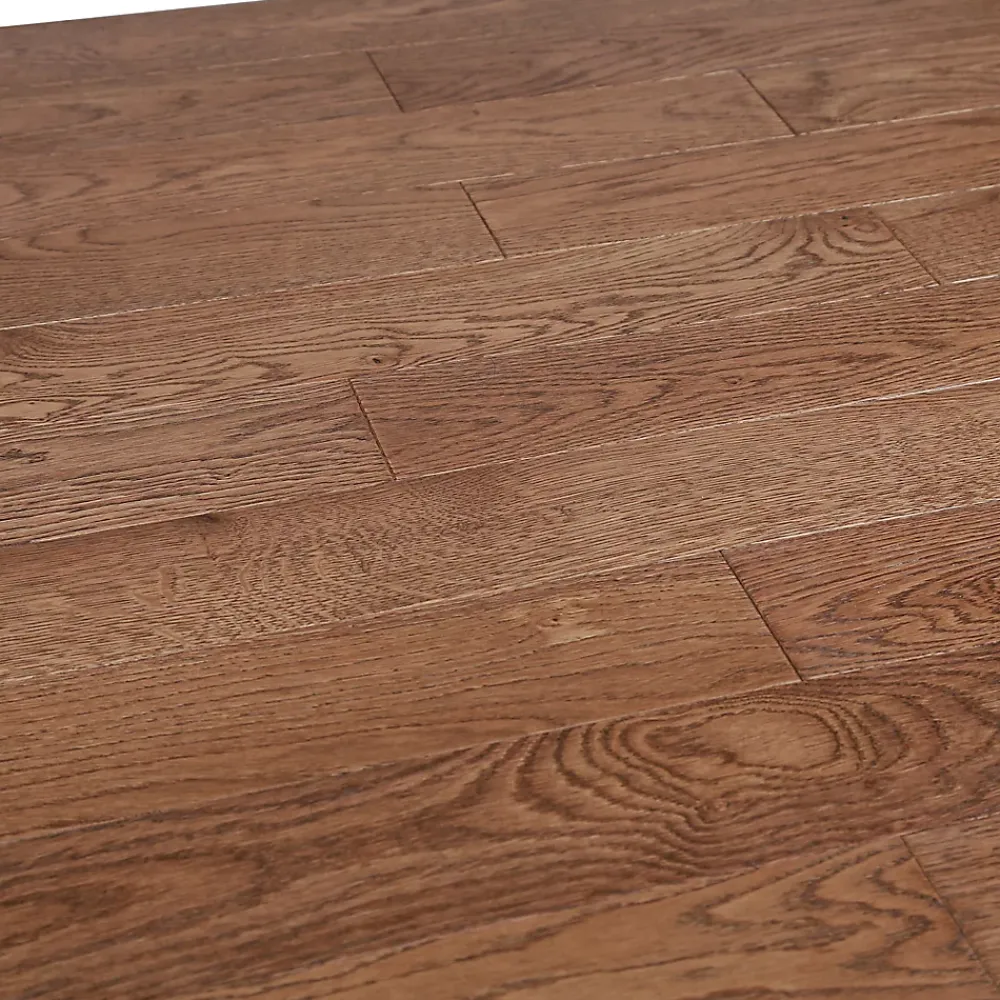 GoodHome Parquet massif à coller Skara S en chêne verni brun- Parquet Massif|Voir Tous Les Parquets