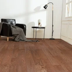 GoodHome Parquet massif à coller Skara S en chêne verni brun- Parquet Massif|Voir Tous Les Parquets